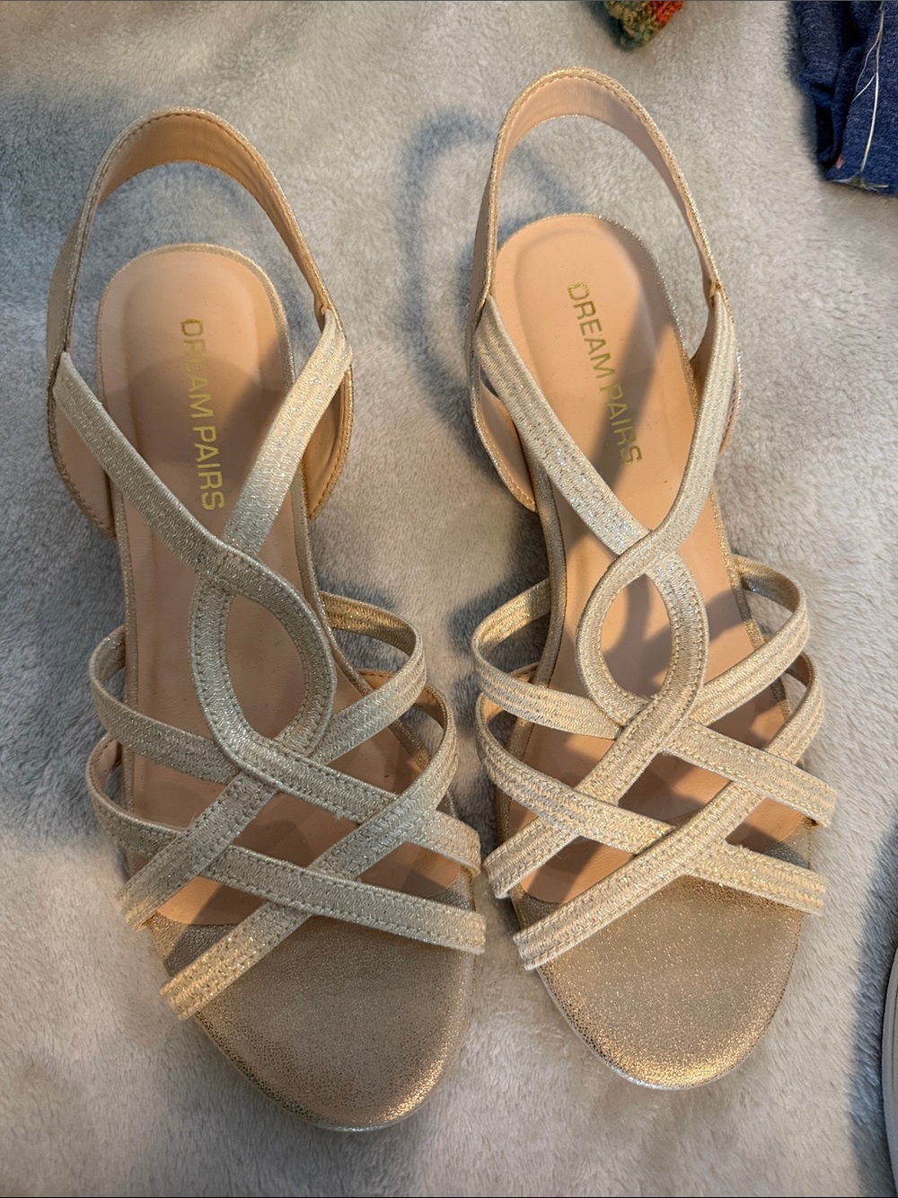 Dream Pairs Champagne Gold Strappy Slingback Heels